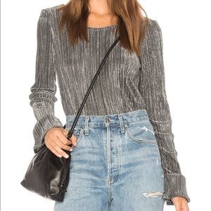 Metallic bell sleeve blouse